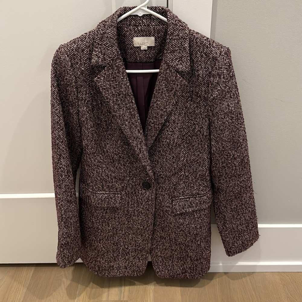 NWOT LOFT Tweed Herringbone Blazer Coat